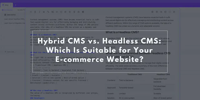Hybrid CMS vs. Headless CMS: Which Is Suitable for Your E-commerce Website?